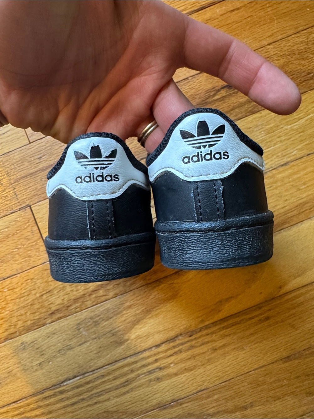 adidas Kids Black Sneakers with White Stripes - Picture 8 of 9